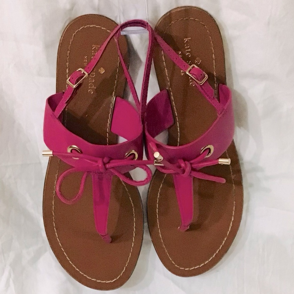 KATE SPADE Pink Leather Thong Flat Sandals